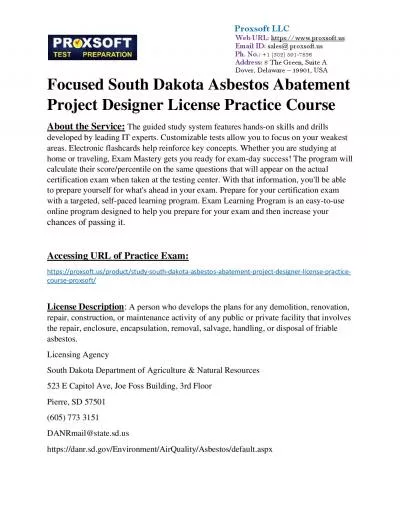 Focused South Dakota Asbestos Abatement Project Designer License Practice Course