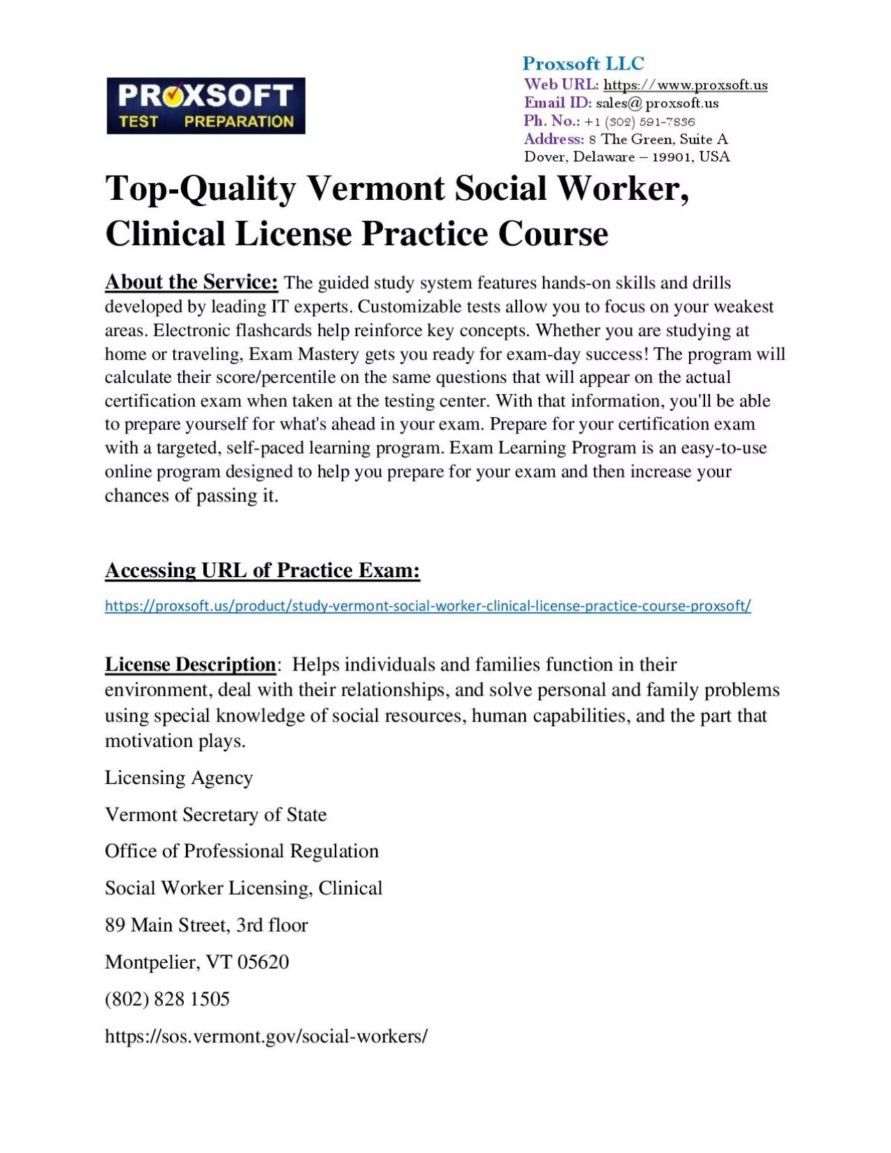 PDF-Top-Quality Vermont Social Worker, Clinical License Practice Course