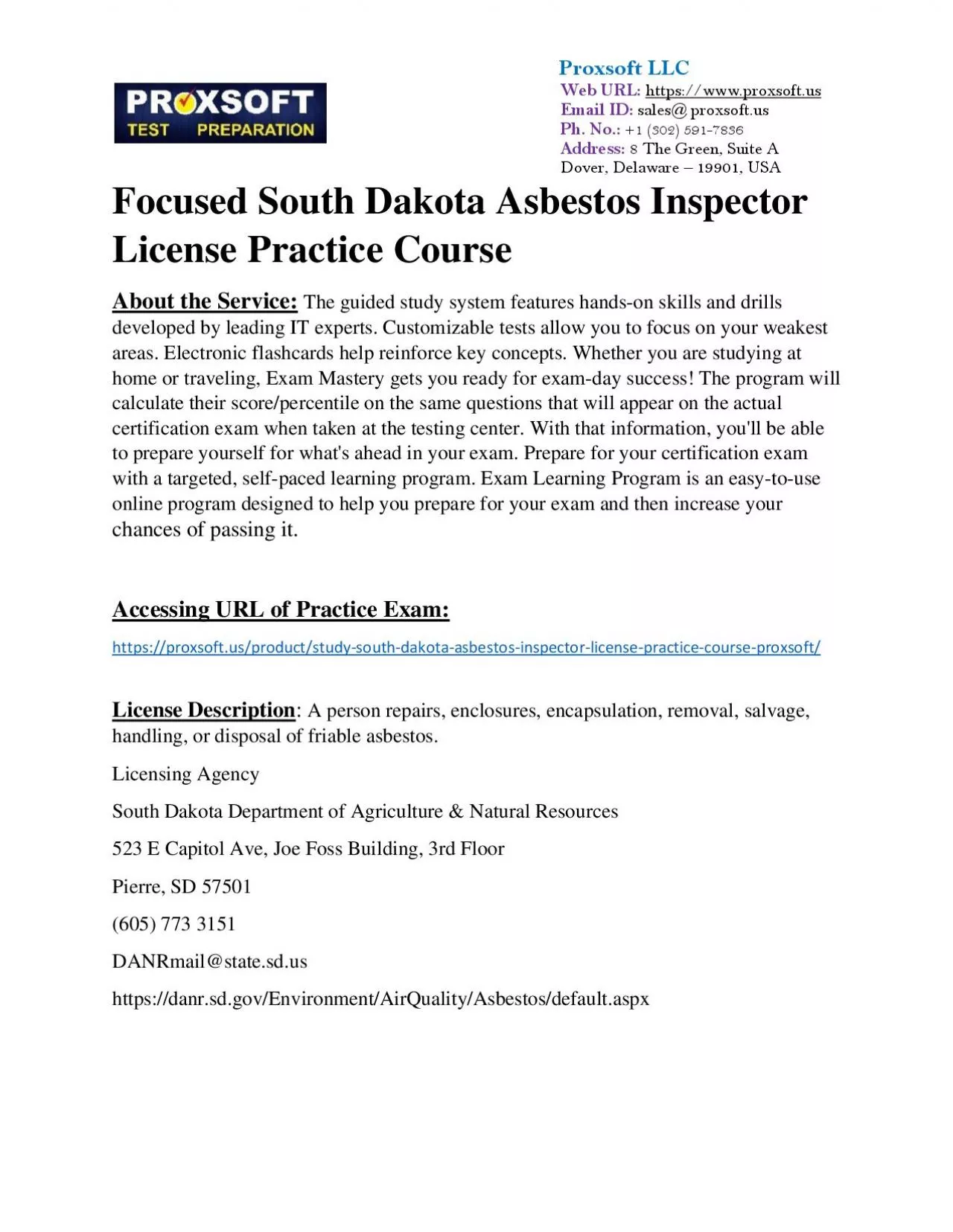 PDF-Focused South Dakota Asbestos Inspector License Practice Course