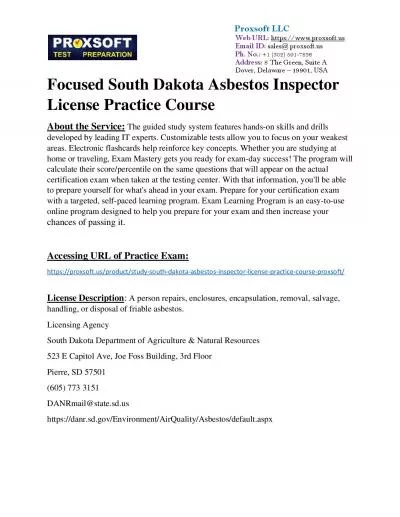 Focused South Dakota Asbestos Inspector License Practice Course