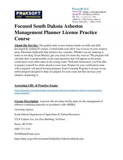 Focused South Dakota Asbestos Management Planner License Practice Course