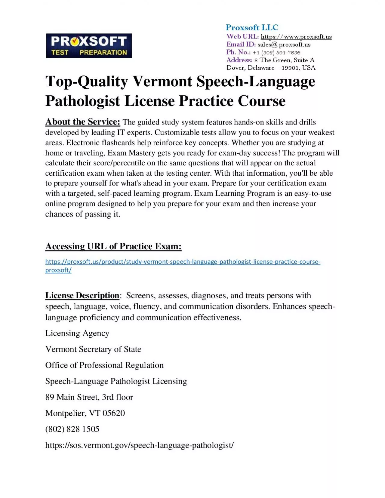 PDF-Top-Quality Vermont Speech-Language Pathologist License Practice Course