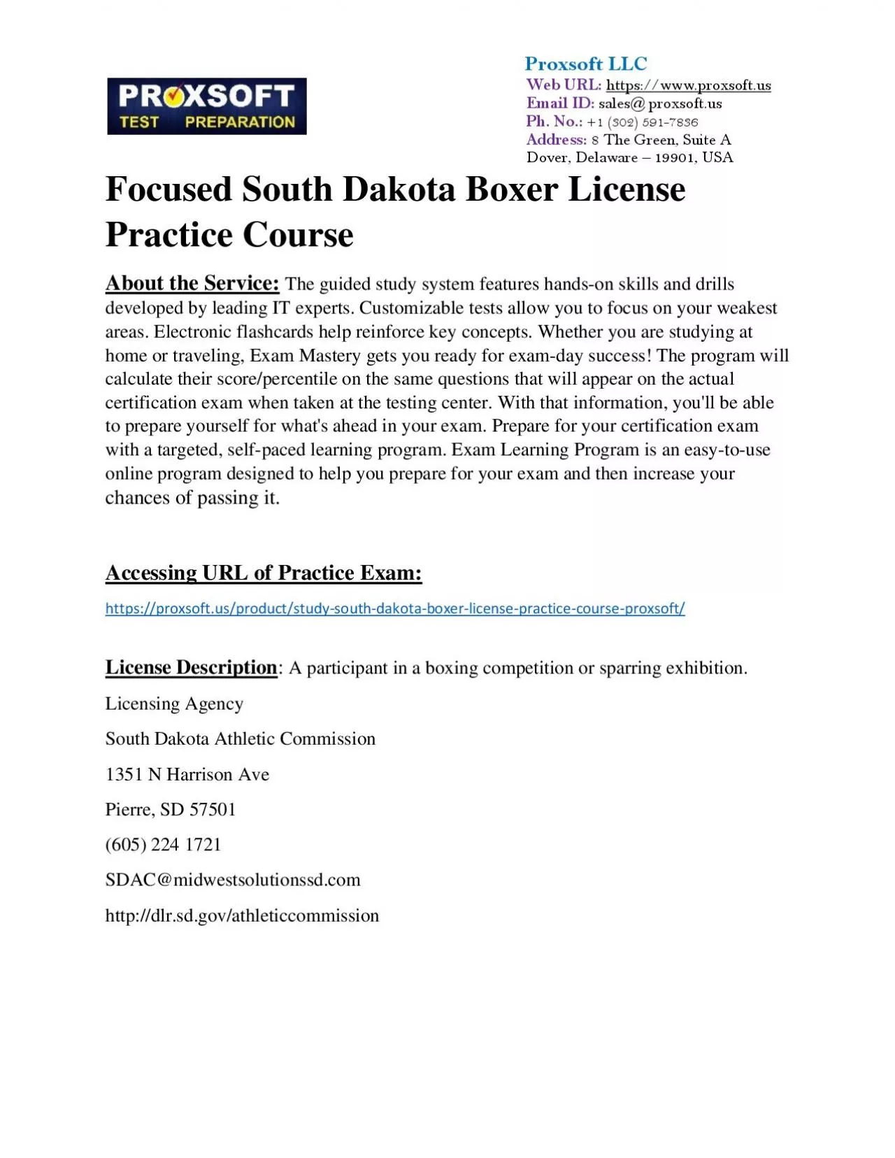 PDF-Focused South Dakota Boxer License Practice Course