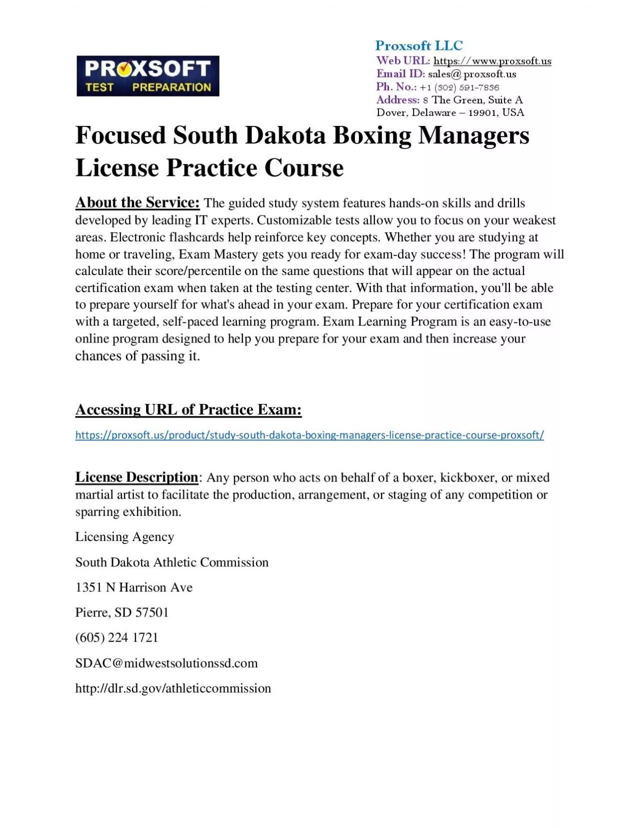 PDF-Focused South Dakota Boxing Managers License Practice Course