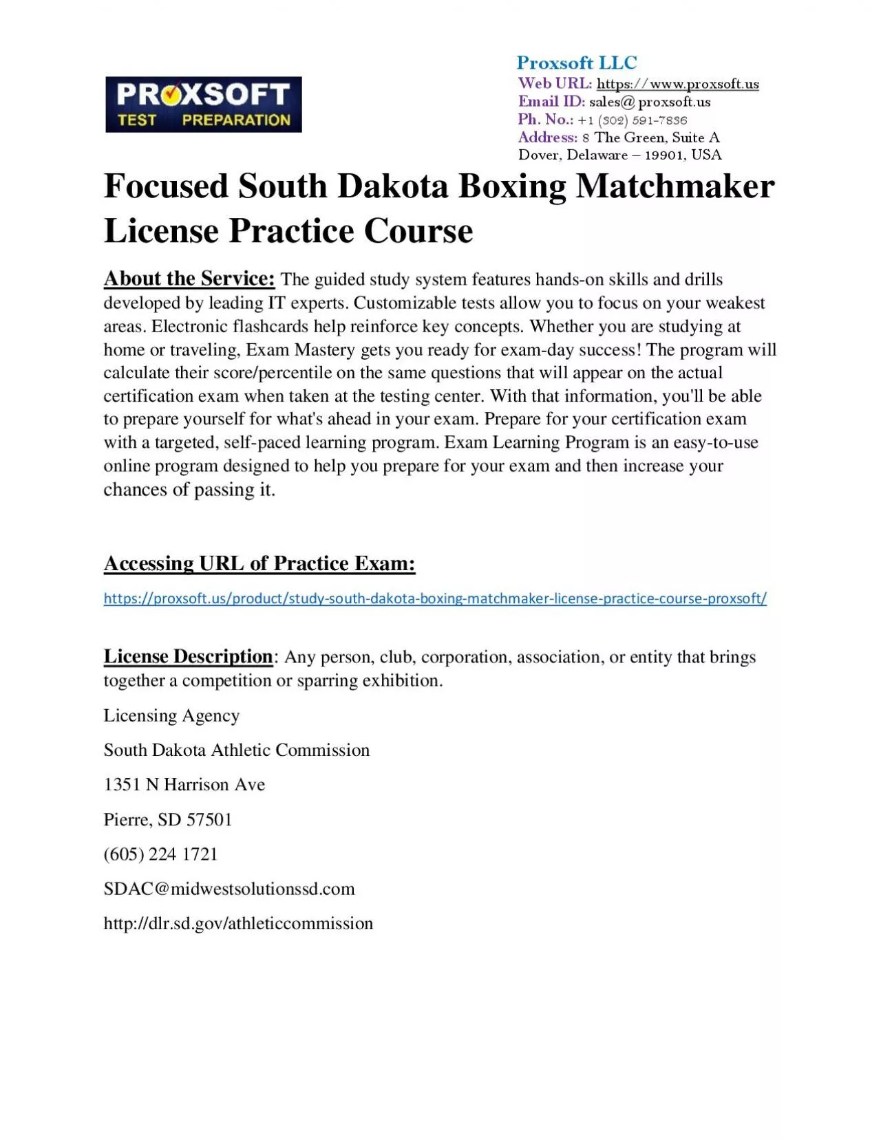 PDF-Focused South Dakota Boxing Matchmaker License Practice Course