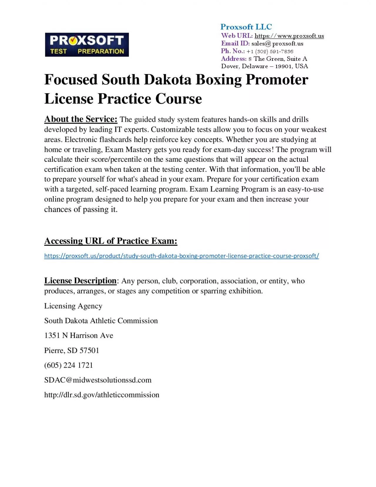 PDF-Focused South Dakota Boxing Promoter License Practice Course