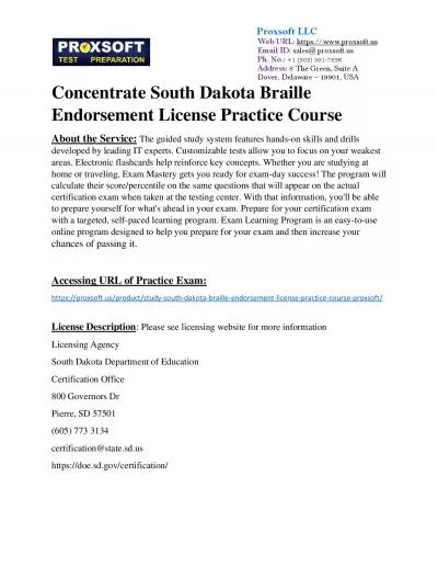 Concentrate South Dakota Braille Endorsement License Practice Course