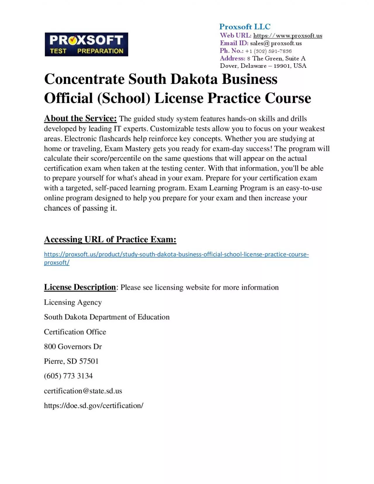 Concentrate South Dakota Business Official (School) License Practice Course