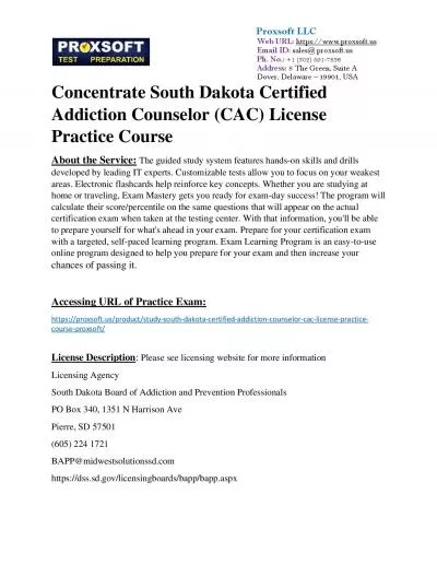 Concentrate South Dakota Certified Addiction Counselor (CAC) License Practice Course