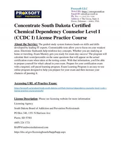 Concentrate South Dakota Certified Chemical Dependency Counselor Level I (CCDC I) License