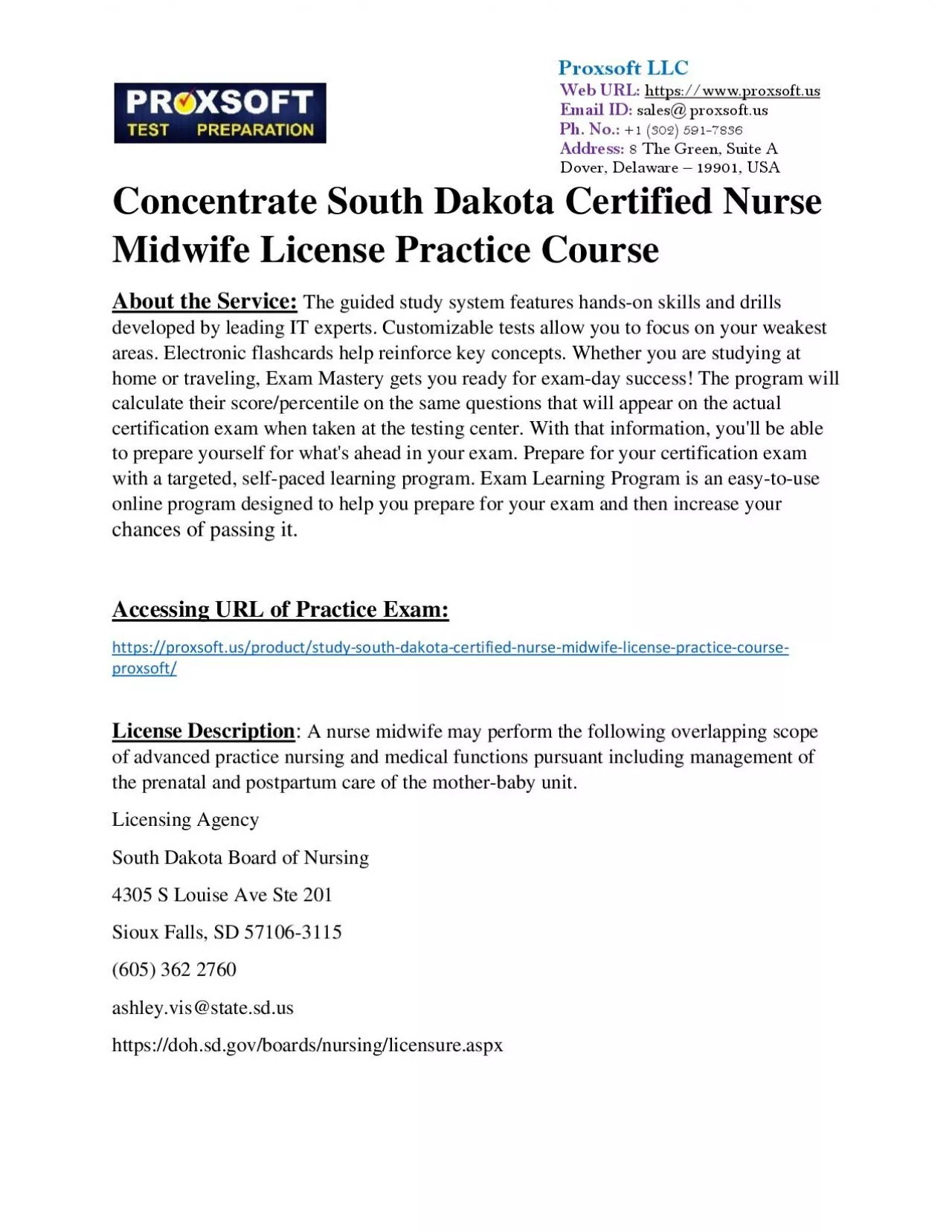 PDF-Concentrate South Dakota Certified Nurse Midwife License Practice Course