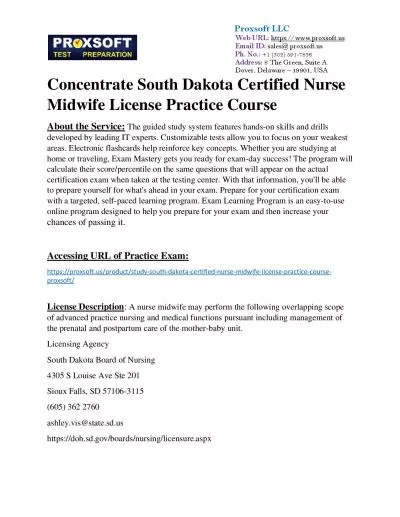 Concentrate South Dakota Certified Nurse Midwife License Practice Course