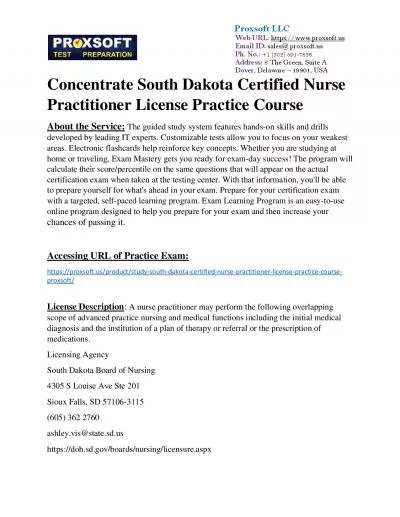 Concentrate South Dakota Certified Nurse Practitioner License Practice Course