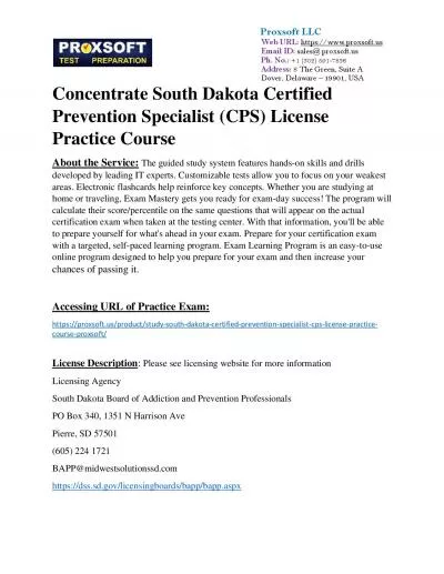 Concentrate South Dakota Certified Prevention Specialist (CPS) License Practice Course