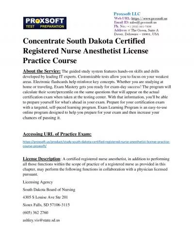 Concentrate South Dakota Certified Registered Nurse Anesthetist License Practice Course