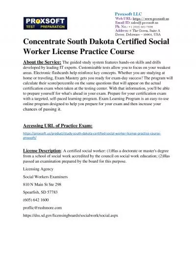 Concentrate South Dakota Certified Social Worker License Practice Course