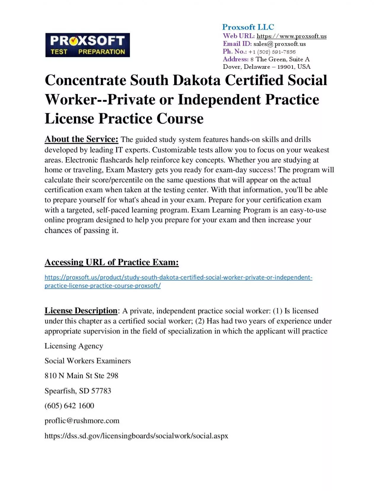 PDF-Concentrate South Dakota Certified Social Worker--Private or Independent Practice License