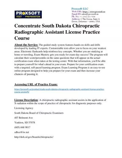 Concentrate South Dakota Chiropractic Radiographic Assistant License Practice Course