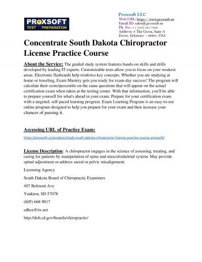 Concentrate South Dakota Chiropractor License Practice Course