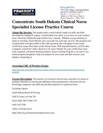 Concentrate South Dakota Clinical Nurse Specialist License Practice Course