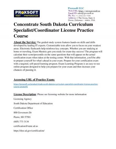 Concentrate South Dakota Curriculum Specialist/Coordinator License Practice Course