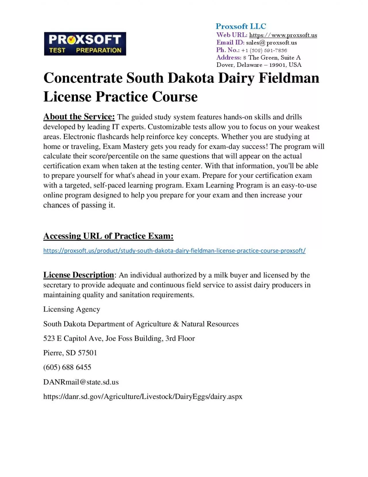 PDF-Concentrate South Dakota Dairy Fieldman License Practice Course