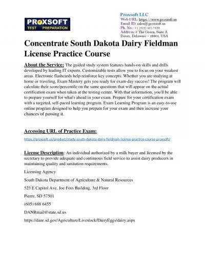 Concentrate South Dakota Dairy Fieldman License Practice Course