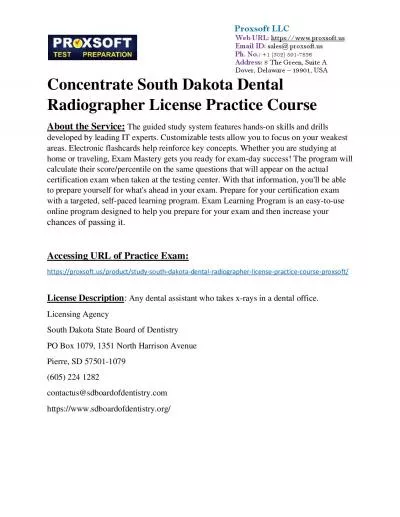 Concentrate South Dakota Dental Radiographer License Practice Course