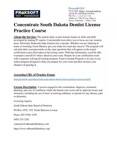 Concentrate South Dakota Dentist License Practice Course