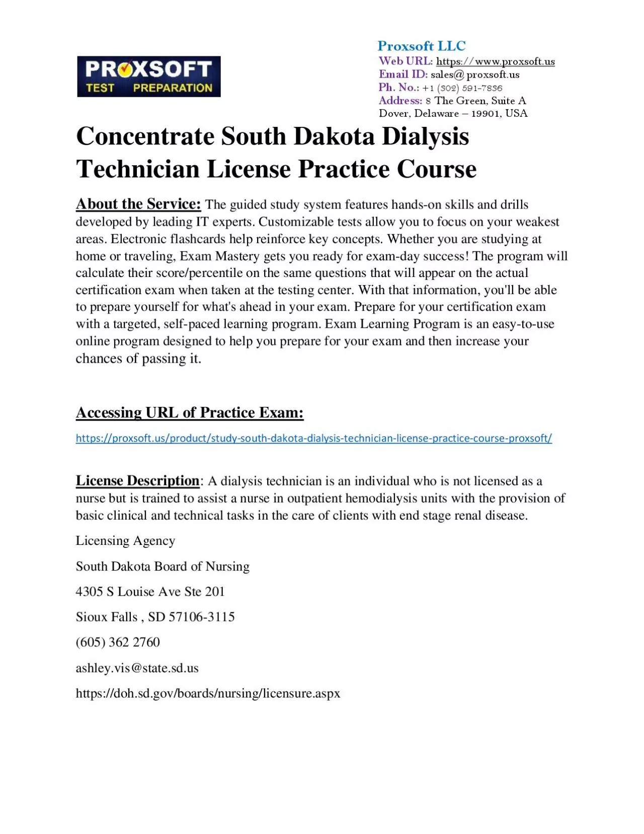 PDF-Concentrate South Dakota Dialysis Technician License Practice Course