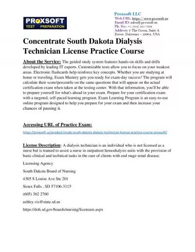 Concentrate South Dakota Dialysis Technician License Practice Course