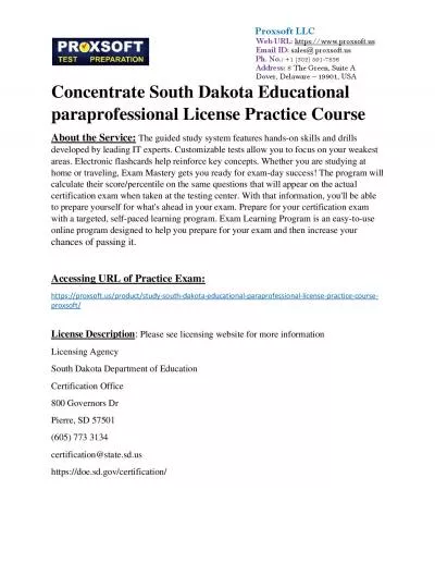 Concentrate South Dakota Educational paraprofessional License Practice Course