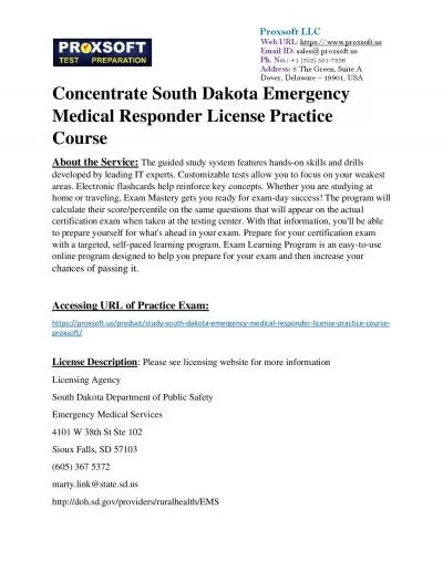 Concentrate South Dakota Emergency Medical Responder License Practice Course