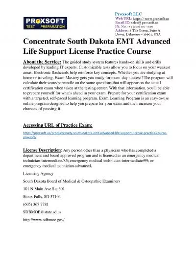 Concentrate South Dakota EMT Advanced Life Support License Practice Course