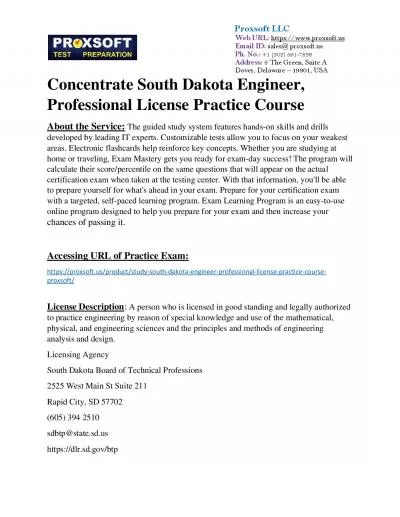 Concentrate South Dakota Engineer, Professional License Practice Course