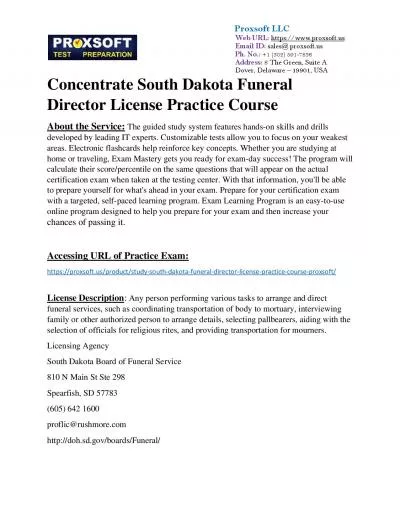 Concentrate South Dakota Funeral Director License Practice Course