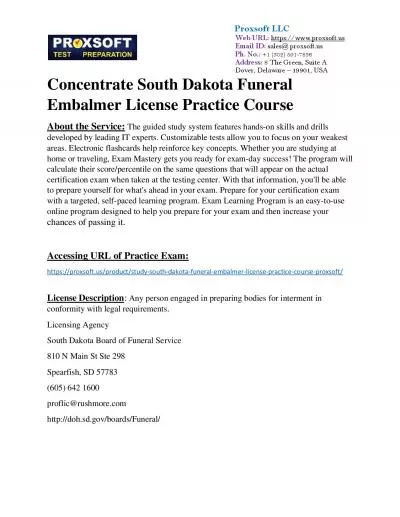 Concentrate South Dakota Funeral Embalmer License Practice Course