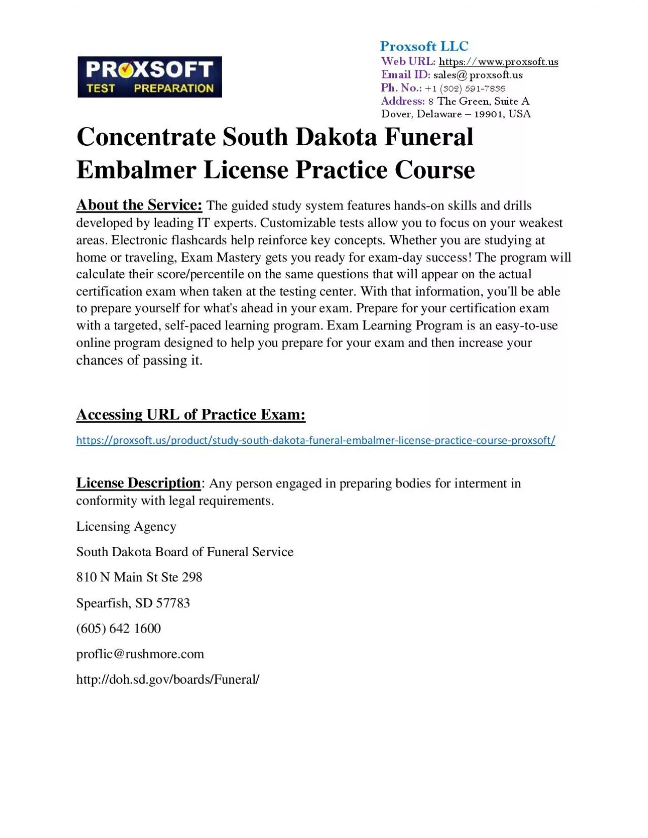 PDF-Concentrate South Dakota Funeral Embalmer License Practice Course