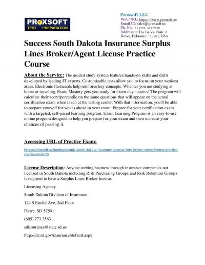 Success South Dakota Insurance Surplus Lines Broker/Agent License Practice Course
