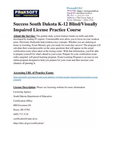 Success South Dakota K-12 Blind/Visually Impaired License Practice Course