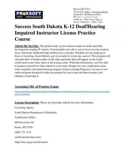 Success South Dakota K-12 Deaf/Hearing Impaired Instructor License Practice Course