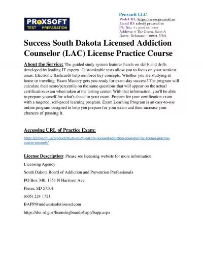 Success South Dakota Licensed Addiction Counselor (LAC) License Practice Course