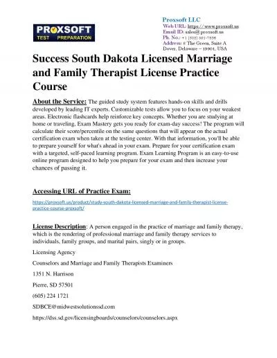 Success South Dakota Licensed Marriage and Family Therapist License Practice Course