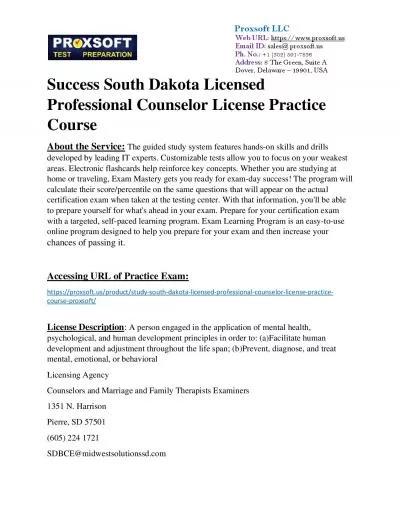 Success South Dakota Licensed Professional Counselor License Practice Course