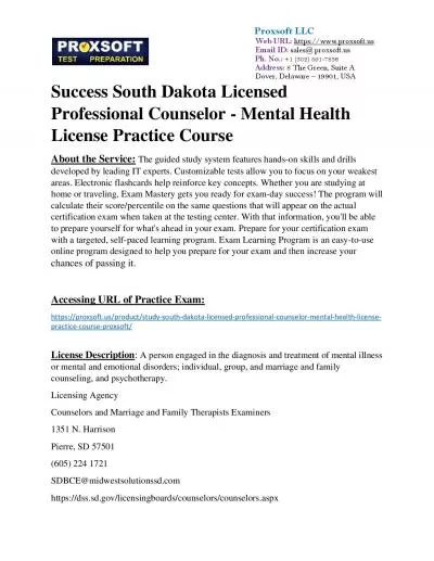 Success South Dakota Licensed Professional Counselor - Mental Health License Practice