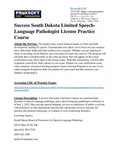 Success South Dakota Limited Speech-Language Pathologist License Practice Course