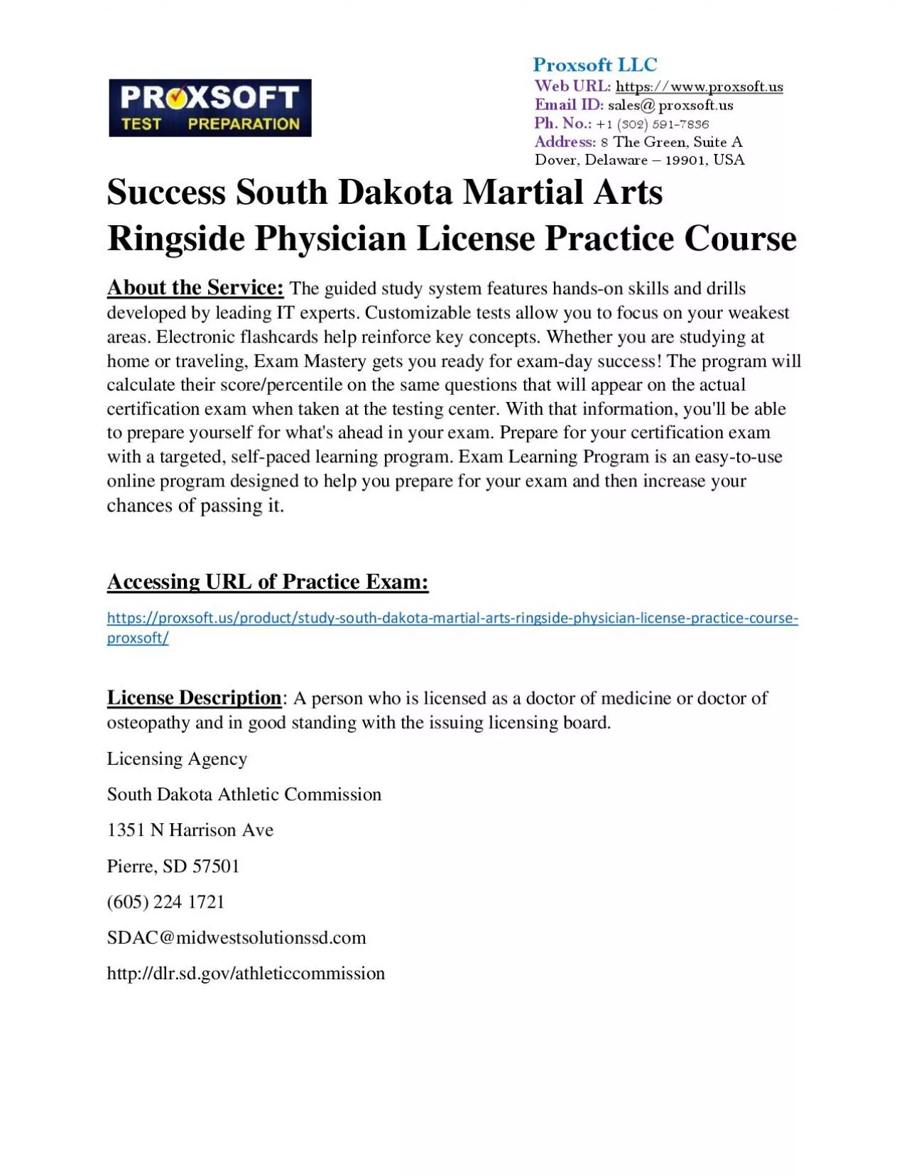 PDF-Success South Dakota Martial Arts Ringside Physician License Practice Course