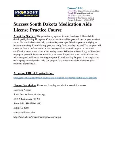 Success South Dakota Medication Aide License Practice Course