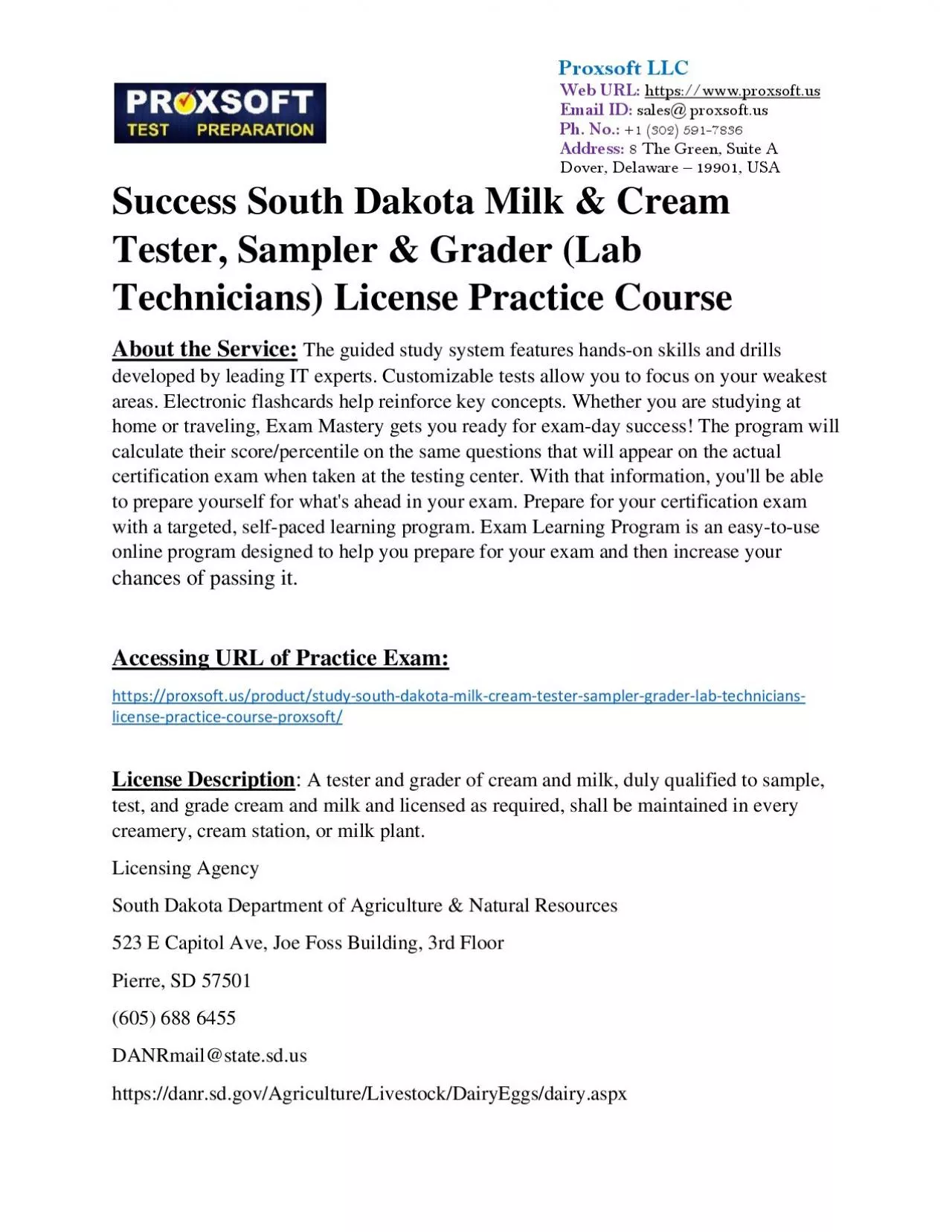 PDF-Success South Dakota Milk & Cream Tester, Sampler & Grader (Lab Technicians) License Practice