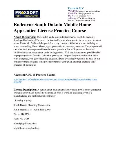 Endeavor South Dakota Mobile Home Apprentice License Practice Course